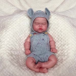 2 Sets Clothes With Close Eyes 33cm Bebe Reborn Silicone Girl Doll With Open Mouth Soft Touch Body 3D Painted Skin Lifelike Doll