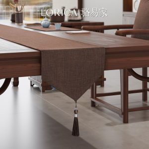 LORiCA Red Festive Table Flag Waterproof Chinese Zen Style Tea Ceremony Tablecloth Decorative Long Strip Tablecloth Tea Cloth