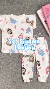 BOBOHO - SETELAN OBLONG TIPIS ANAK PEREMPUAN LOKAL MOTIF LABUBU / ATASAN DAN CELANA JOGER PANTS LABUBU / SETELAN BAJU BAYI