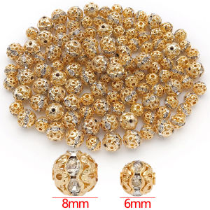 10 Chiếc Hạt Tròn Zircon Mạ Vàng 18K Bằng Đồng Thau Rỗng Dùng Làm Phụ Kiện Trang Sức Tự Làm Vòng Tay Vòng Cổ