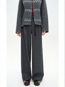Wool Blend Single Pleat Casual Dress Pants