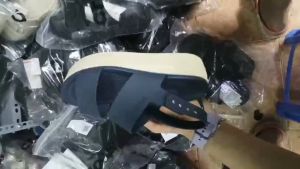 Sandal Cross đế xuồng Booklym mid cao 5cm quai bấm cho nữ màu navy