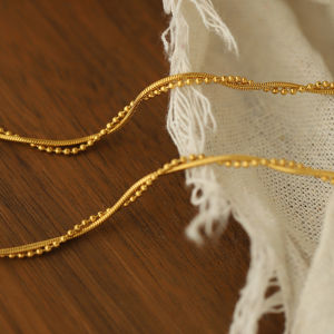 2 Layers Twisted Beaded Gold Chain Necklace • Waterproof Non Tarnish Jewelry • 18K Gold Plated 316L Stainless Titanium Steel Necklaces for Women NL183