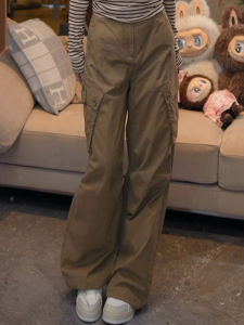 2025 New American Retro Wide Leg Workwear Pants Women Loose High Waist Casual Trousers Harlan Style Elastic Non-deformable