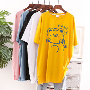 Váy Ngắn Tay Dễ Thương Của Gấu Nhật Bản Cho Nữ Mùa Hè 2021 Váy T-shirt Dáng Rộng Cỡ Lớn Phong Cách Hàn Quốc Cổ Tròn