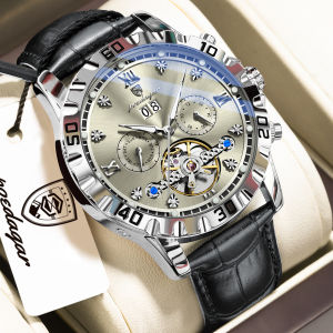 POEDAGAR | POEDAGAR Top Mens Watches Mechanical Leather Men Clock Date Week Hollow Tourbillon Automatic Man Watch Fashion Male Wristwatch