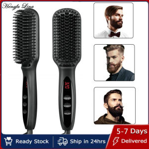 Hengfa Lina 1PCS Men Hair Straightener Brush Heating Straightening Comb Fast Beard Straightener Brush Beard Comb Styling Iron Smoothing Comb