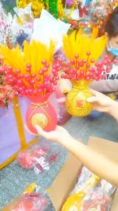 Bình cắm hoa chiêu tài hút lộc cắm bông lúa đào đông Decor trang trí nhà cửa bình hoaxinh