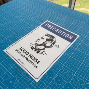 Precaution Loud Noise Wear Ear Protection. Premium Sticker. Warning. Sign Label Notice Signage. Laminated Waterproof Scratch Resistant. Suitable for Indoor and Outdoor.