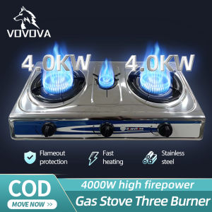 VOVOVA gas stove double burner 4.0KW firepower 700x370x90mm gas range without installation butane 3 burner gas stove