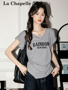 La Chapelle | American Letter Print V-neck Slim Fit T-shirt