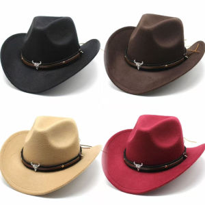 New Denim Hats for Men and Women Western Cowboy Hats Five Pointed Star Belt Hats Soft Woolen Hats
