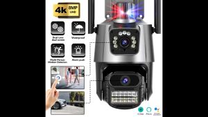 8MP IP Camera Outdoor WiFi PTZ CCTV Dual Lens Dual Screen Auto Tracking Waterproof Security Video Surveillance Police Light iCsee APP