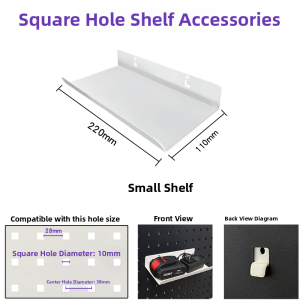Black White Grey Metal Hole Board Shelf Storage Display Tool Hanging Rack Multi Functional Steel Material Wall Mounted Shelf