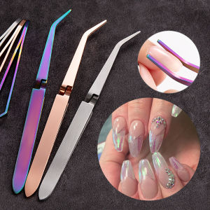 1PCS Nail Extension Shaping Tweezer Stainless Steel Shaping Clip for Acrylic UV Gel Nails Gem Handling Manicure Nail Art Tool