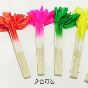 daidai (Ready Stock) 1pc Hand Fan Bamboo Ribs Flutter Fabric Chinese Folk Belly Dance Dancing Show Chinese 跳舞舞蹈扇子