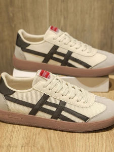 Retro Mesh Deqin Mens Shoes Breathable Casual All-Match Sports Sneakers Summer 2025 Fashion Trend Flat Heel round Toe Rubber Sole