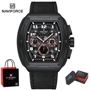 Naviforce | NAVIFORCE 2026 New Quartz Wristwatch for Man 30M Water Resistant Chronograph Leather Popular Business Watches Gifts Box for Male