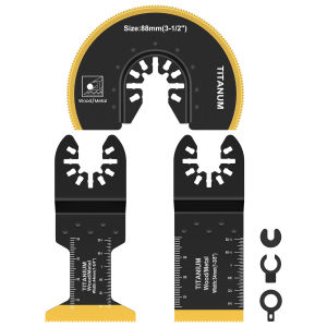 3/5Pcs Oscillating Saw Blades Bi-metal Titanium Coated Multitool Blades Wear Resistant Oscillating Blades with Gasket Adapters