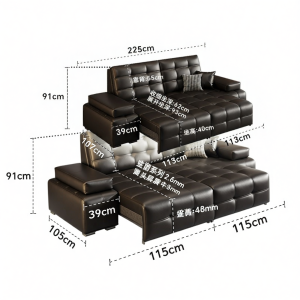 LFF | Electric Reclining Adjustable Genuine Leather Sofa Bed