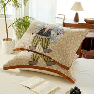 New Cotton Cartoon Pillowcases Pure Cotton Four Layers Large Version Washed Gauze 52x78cm Pair Home High Aesthetic Value