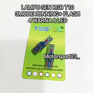 Lampu sen jelly RGB T10 lampu sein jelly sen jelly 8 Led 4 warna 2 mode running+ flash lampu sen jelly RGB T10  running flash lampu sen jelly motor mobil