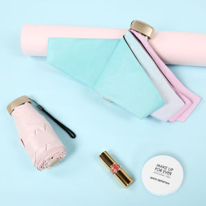 Ultra-Light Mini Vinyl Rain Or Shine Sun-Proof UV-Proof Flat Handle Cover Half off Pocket Umbrella Miniumbrella