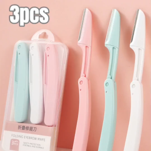 3PCS Folding Eyebrow Razor Trimmer Portable Facial Hair Remover Safety Blade Gentle Shaving Tool for Face Shaver
