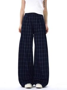 Quần Dài Kẻ Caro Rộng Rãi Phong Cách Mỹ Cho Nam Nữ Mùa Thu 2025 Quần Dài Ống Đứng Kẻ Caro Cổ Điển Rộng Rãi