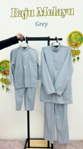 New Arrival Sempurna Baju Melayu Dewasa Warna Navy Blue Maroon Mustard Grey Emerald Green Slim Fit Cotton Raya BMC