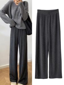 Womens High Waist Wide Leg Pants Draped Soft Comfortable Slimming Casual Spring Summer Korean Style Polyester Fiber