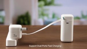 USAMS XMF Series GaN Fast Charger Dual Port PD 35W with Lightning Magnetic Telescopic Cable