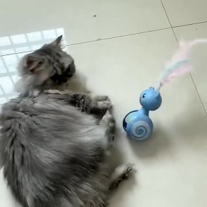 Cat Teaser Toy Feather Stick Cat Play Tilting Doll Pet Funny Feather Catch Ball Self Rotating Swing Ball