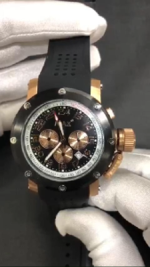 MAX Sports Chronograph Watches Rose Gold-Black Steel/Black Dial Mens Silicone Strap Watch 47mm 5-MAX425
