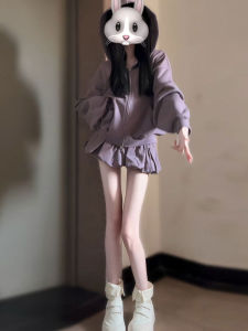 CHANGTONG | Slim Petite Stylish Purple Hooded Suit