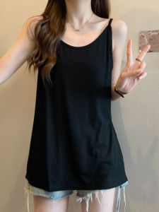 Womens Camisole for Plump Girls 150.00kg Large Size Back Shaping Mid Length Long Length Summer Loose Slim Looking Sleeveless Bottoming Shirt Tops