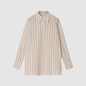 ICICLE | New Spring/Summer Womens Cotton Silk Blend 3D Striped Long Sleeve Shirt