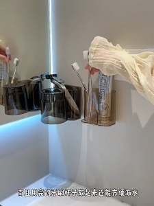 KiMe ที่ใส่แปรงสีฟัน พร้อมแก้วบ้วนปาก กล่องเก็บแปรงสีฟัน กล่องจัดระเบียบในห้องน้ำ ที่แขวนแปรงสีฟัน