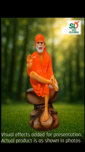 Shirdi Sai Baba Idol – 18cm Polyresin Hindu Statue for Home Temple Puja Room & Office Decor