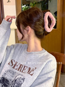 กิ๊บติดผมทรงหัวม้าลายขนแกะสำหรับผู้หญิงในฤดูใบไม้ร่วงและฤดูหนาว กิ๊บติดผมแบบหมวกทรงกลมแบบอเนกประสงค์สำหรับผู้หญิง สไตล์เกาหลี ที่คาดผมแบบหรูหรา