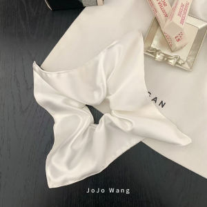White Square Scarf Hair Ties Jojo Wang Original Design Satin Hair Bands for Women New 2025 Stylish Hair Accessories