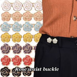 1 Pair Metal Rose Waist Buckles Detachable Flower Waist Buckles Adjustable Clothing Tightening Pins Waist Tightening Accessories Suitable for Womens Pants Skirts