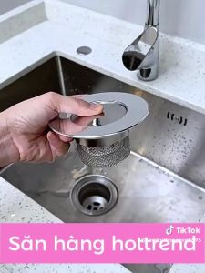 Bộ lọc rác chậu rửa bát chất liệu INOX lõi đồng ngăn mùi hiệu quả nút bấm xả nước thông minh