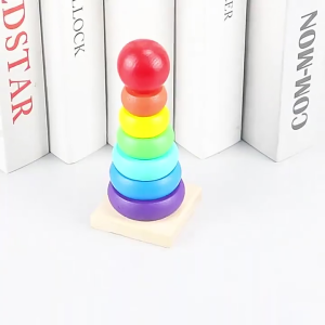ของเล่นไม้ หอคอยไม้ หอคอยสีรุ้ง ห่วงเรียงซ้อน เรียนรู้สีสัน รูปร่าง ของเล่นเด็ก เสริมพัฒนาการเด็ก