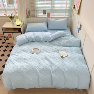 Dansunreve Duvet Cover With Zipper Solid Color Jacquard Comforter Cover Only Diamond-shaped Plain Grey/Pink/Green Comfortable Soft Contrast Color INS Simple Quilt Cover Single Queen Size