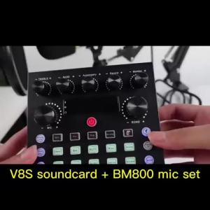 Bộ Thiết Bị Thu Âm Podcast V8S Live Sound Card Kèm Bộ Micro Dành Cho DJ Nhạc Disco Thu Âm Và Phát Trực Tiếp