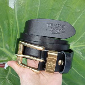 Thắt Lưng Nam Da Bò ITALY Nhập Khẩu Cao Cấp Đầu Khoá Đồng Đúc Nguyên Khối Mẫu Hình Ông Địa - Dây Nịt Da Bò Nguyên tấm