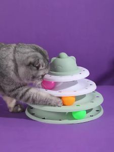 Đồ chơi mèo tháp 3 tầng kèm banh cho mèo đùa nghich vui nhộn giảm stress