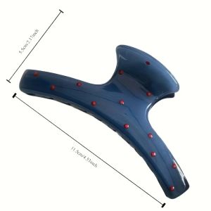 1 Vintage Blue Polka Dot & Red Bow Hair Claw Clips Stylish Plastic Barrettes for girls