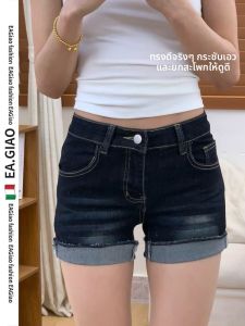 กางเกงขาสั้นยีนส์ทรงเอเอวต่ำสำหรับผู้หญิงในช่วงฤดูร้อน กางเกงขาสั้นทรงเอเข้ารูปทรงเข้ารูปสำหรับผู้หญิงไซส์ใหญ่ กางเกงขายาวทรงเข้ารูป